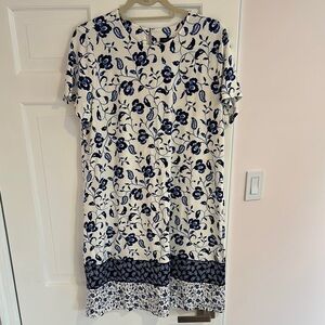 J.Jill Floral Blue and Cream Dress